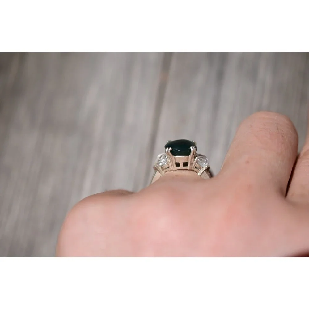 Moss agate ring size 7 anniversary  gift for woman